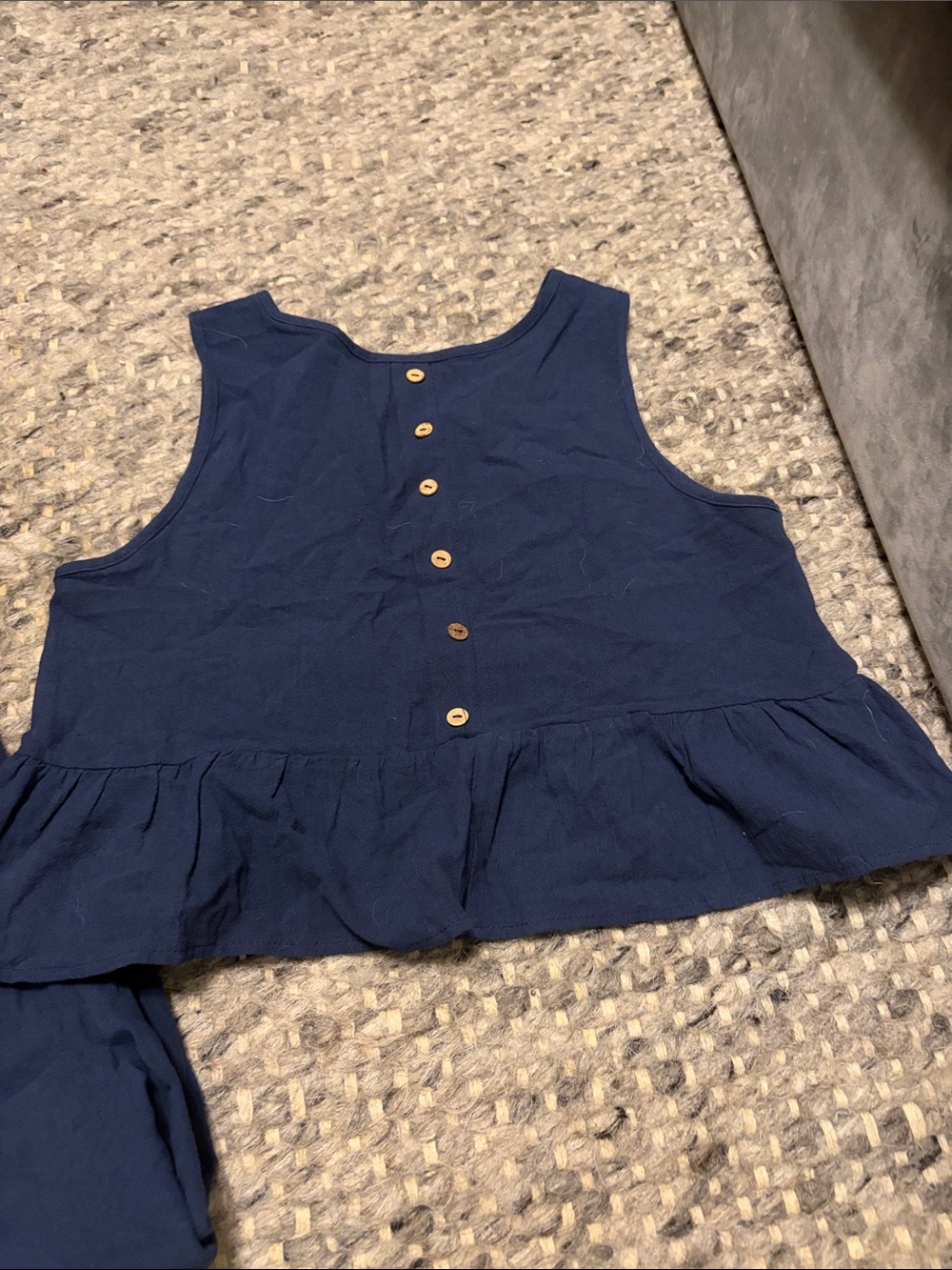 Navy Two-Piece Ruffled Tank and Wide Leg Set - Picture 4 of 5